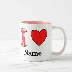 Pink I love costomized Two-Tone Coffee Mug