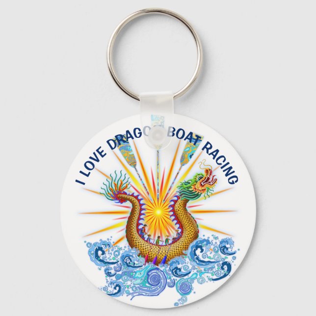 Pink I Love Dragon Boat Racing Keychain (Front)