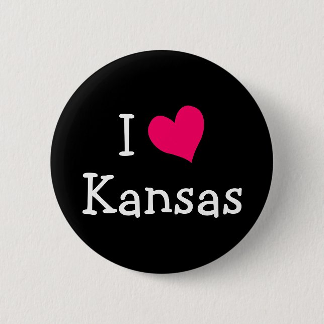 Pink I Love Kansas 2 Inch Round Button (Front)