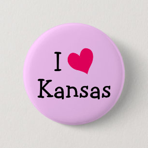 Pink I Love Kansas 2 Inch Round Button