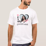 Pink I Love My Girlfriend Boyfriend Gift T-Shirt<br><div class="desc">This super-cute, customizable, I Love My Girlfriend photo t-shirt makes a fun gift for your boyfriend on his birthday, Valentine's Day, your anniversary or just because. The design, which is a simple, modern twist on the trendy Y2K style, features grafitti style text in white and hearts in pink set against...</div>