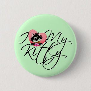 Pink I Love My Kitty Tshirts and Gifts 2 Inch Round Button