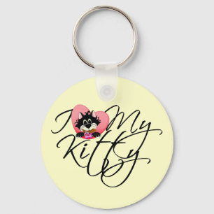 Pink I Love My Kitty Tshirts and Gifts Keychain