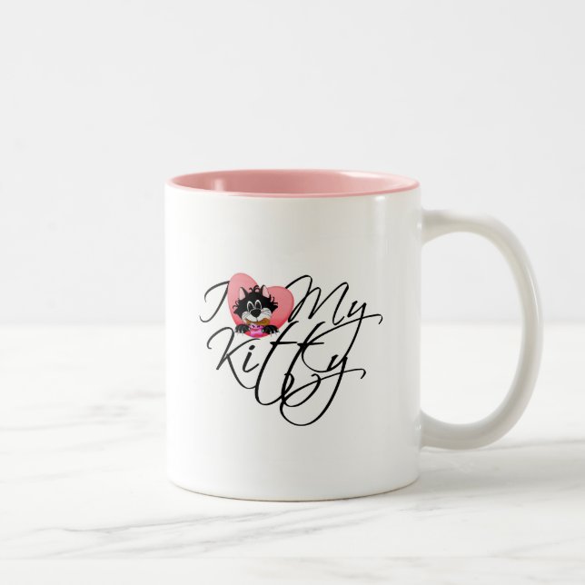 Pink I Love My Kitty Tshirts and Gifts Two-Tone Coffee Mug (Right)