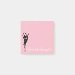 Pink I Love To Dance Silhouette Ballerina Post-it Notes