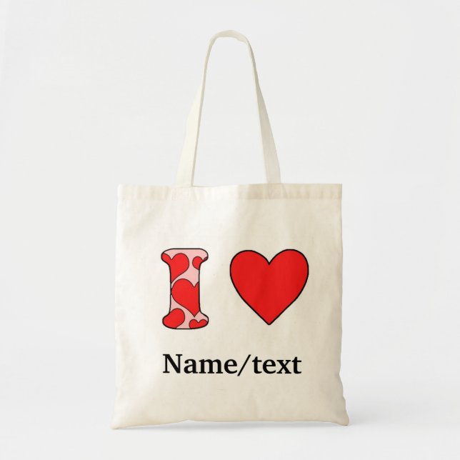 Pink I love Tote Bag (Front)
