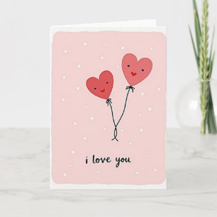 Pink I Love You Hearts Card