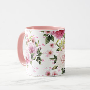Pink I Love You Maman Mug