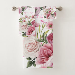 Pink I Love You Mom - Ensemble de serviettes de ba