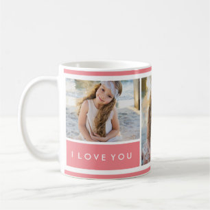 Pink I love You Photo Collage   Mug