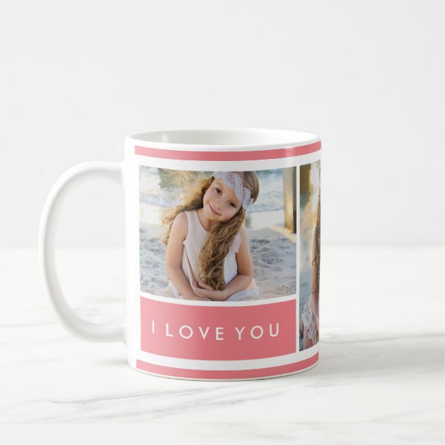 Pink I love You Photo Collage | Mug (Left)