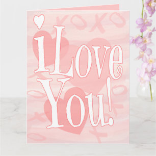  Pink I Love You With Hearts Extra Large Card