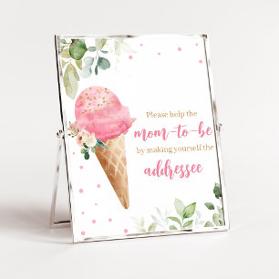 Pink Ice Cream Baby Shower Envelope Station Sign