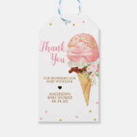Pink Ice Cream Baby Shower Favour Tags