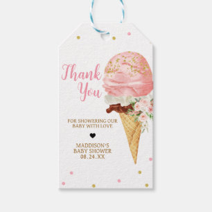 Pink Ice Cream Baby Shower Favour Tags