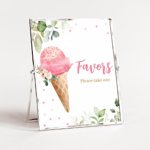 Pink Ice Cream Baby Shower Favours Sign