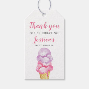 Pink Ice Cream Baby Shower Gift Tags