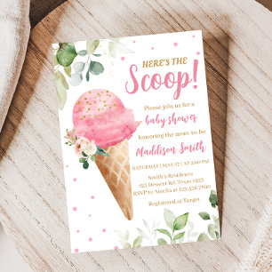 Pink Ice Cream Baby Shower Invitation