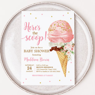 Pink Ice Cream Baby Shower  Invitation