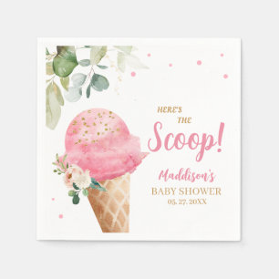 Pink Ice Cream Baby Shower Napkin