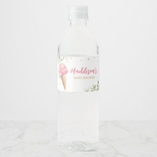 Pink Ice Cream Baby Shower Water Bottle Label