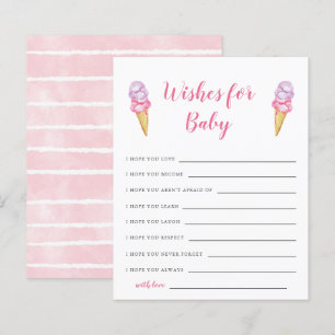 Pink Ice Cream Baby Shower Wishes for Baby Card