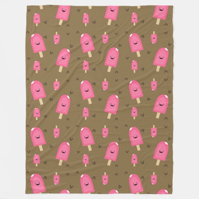 Pink Ice Cream Bars Fleece Blanket (Front)