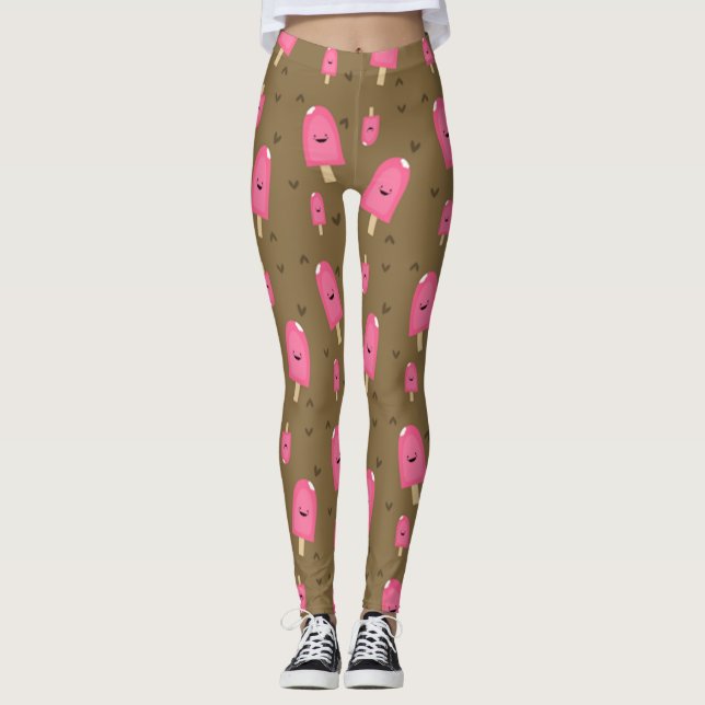 Pink Ice Cream Bars Leggings (Front)
