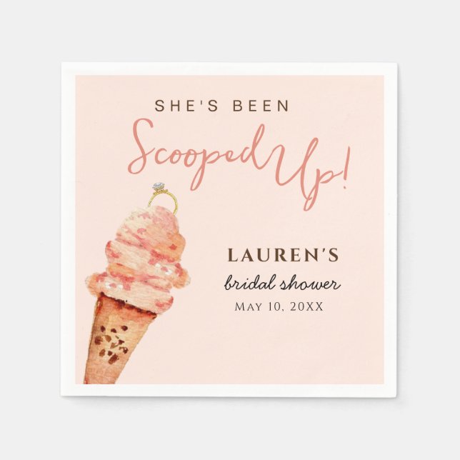 Pink Ice cream Bridal Shower Napkin (Front)