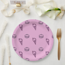 Pink ice-cream & cake Paper Plate