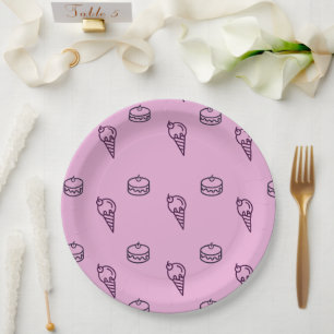 Pink ice-cream & cake Paper Plate