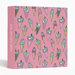 Pink Ice Cream Cone Custom Text Binder