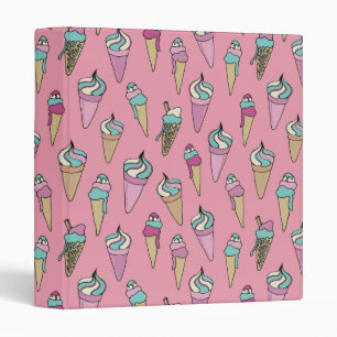 Pink Ice Cream Cone pattern Binder
