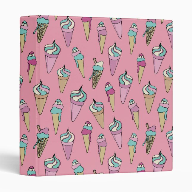 Pink Ice Cream Cone pattern Binder (Front/Spine)