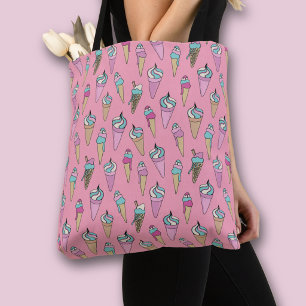 Pink Ice Cream Cone pattern Tote Bag