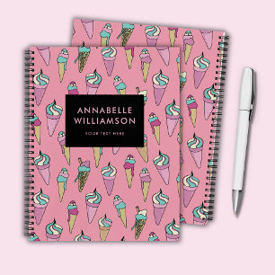 Pink Ice Cream Cone Personalized Notebook