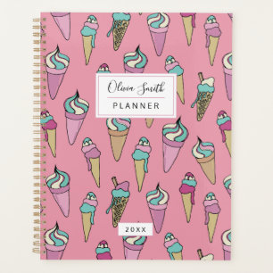 Pink Ice Cream Cone Personalized Planner