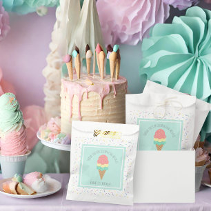 Pink ice cream cone & sprinkles sweet one birthday favour bag