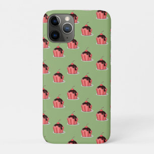 Pink ice cream cups on green iPhone 11 pro case