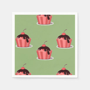 Pink ice cream cups on green napkin