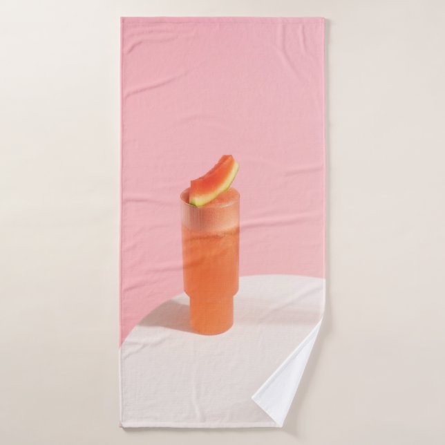 Pink ice cream on cone bath towel (Bath Towel)