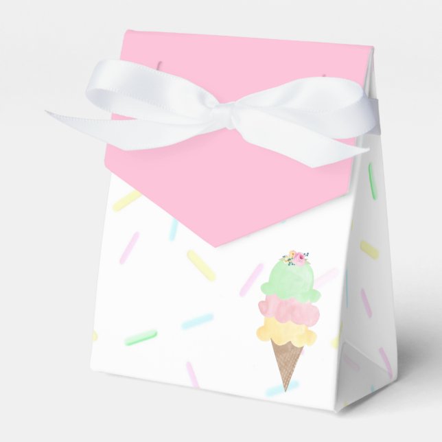 Pink Ice Cream Party Favor Box (Front Side)