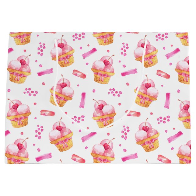 Pink Ice Cream Sundae Cadeau Sac (Devant)