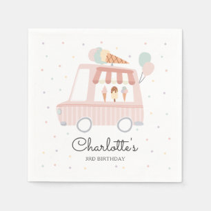 Pink Ice Cream Truck Birthday Party Decorations Napkin