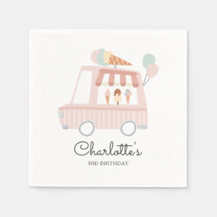 Pink Ice Cream Truck Birthday Party Decorations Napkin