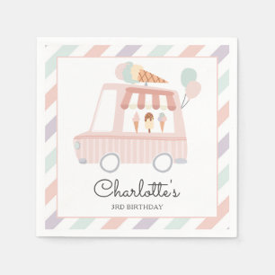 Pink Ice Cream Truck Birthday Party Decorations Napkin
