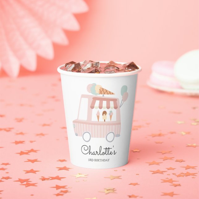 Pink Ice Cream Truck Birthday Party Decorations Paper Cups (Insitu)