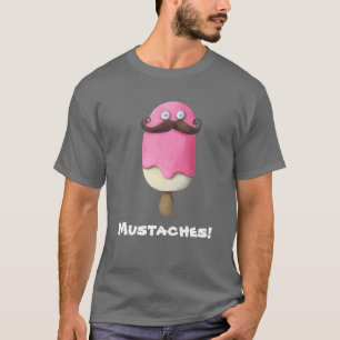 Pink Ice Cream with Moustaches T-Shirt