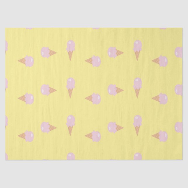 Pink ice creams on yellow tissue paper (Front)
