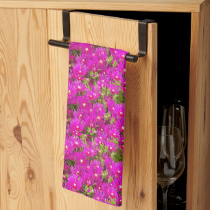 Pink Ice Plant Flowers Floral Kitchen Towel